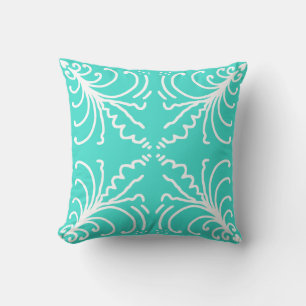 Turquoise deco throw pillow