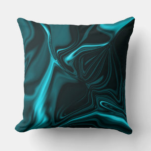 Turquoise, deep sky or cyan curves throw pillow