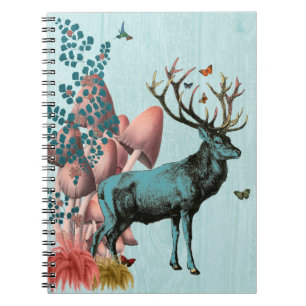 Turquoise Deer in Mushroom Forest 2 Notebook