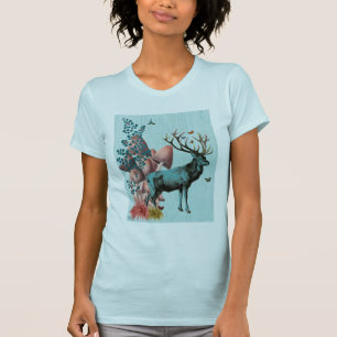 Turquoise Deer in Mushroom Forest 2 T-Shirt