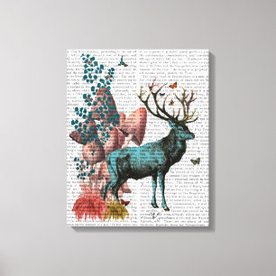 Turquoise Deer in Mushroom Forest Canvas Print