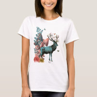 Turquoise Deer in Mushroom Forest