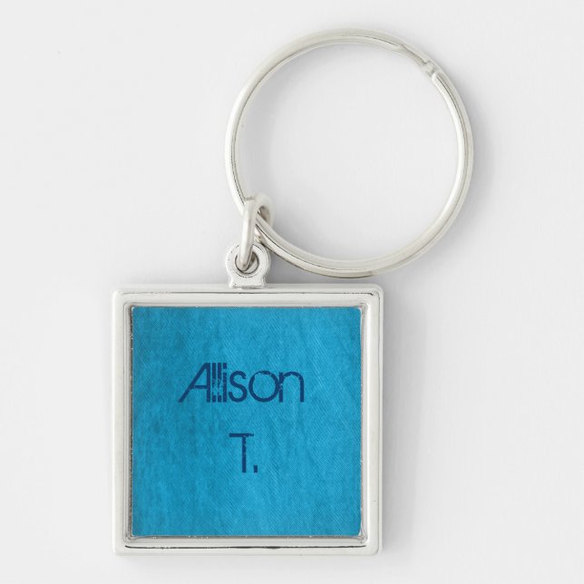 turquoise denim keychain (Front)