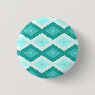 Turquoise diamond pattern 1 inch round button