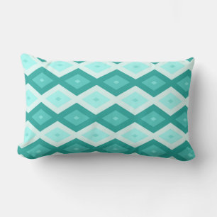 Turquoise diamond pattern lumbar pillow