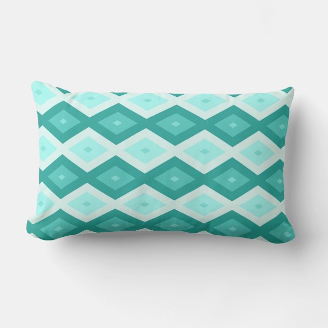 Turquoise diamond pattern lumbar pillow (Front)