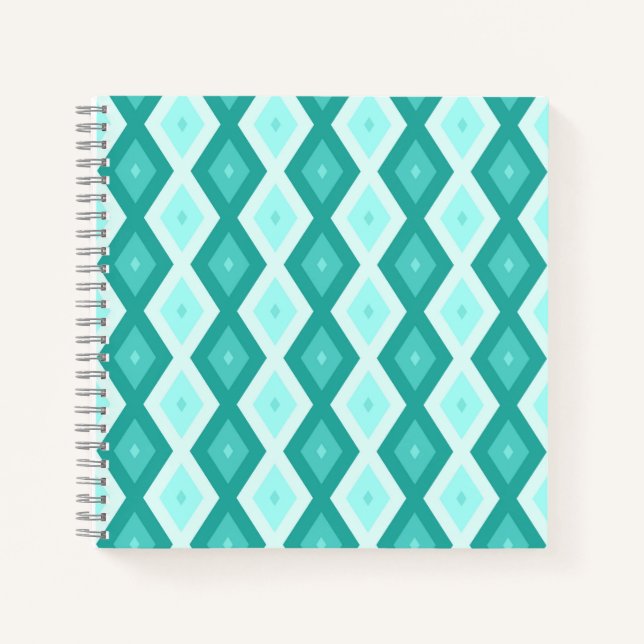 Turquoise diamond pattern notebook (Front)