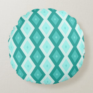 Turquoise diamond pattern round pillow