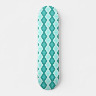 Turquoise diamond pattern skateboard