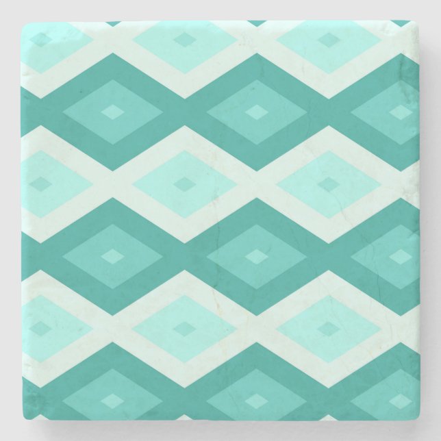 Turquoise diamond pattern stone coaster (Front)