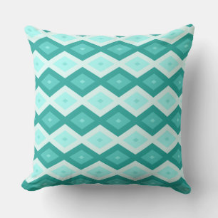 Turquoise diamond pattern throw pillow