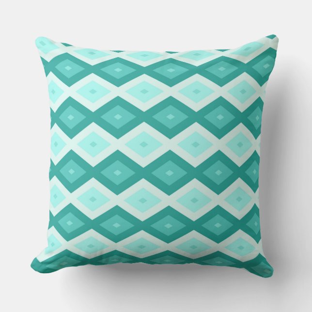 Turquoise diamond pattern throw pillow (Front)