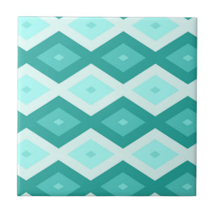 Turquoise diamond pattern tile