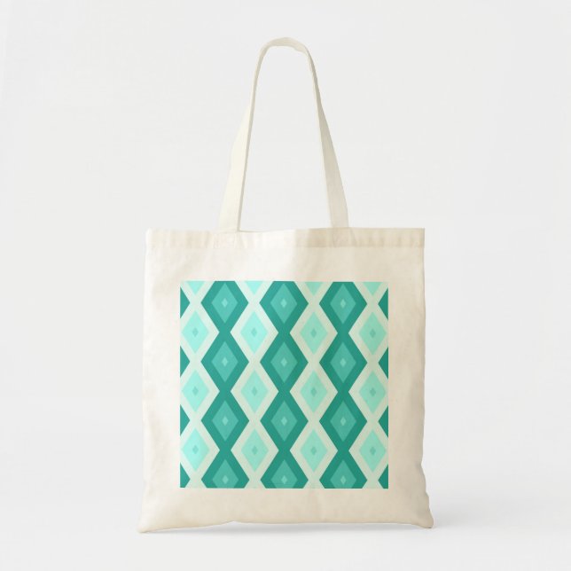 Turquoise diamond pattern tote bag (Front)