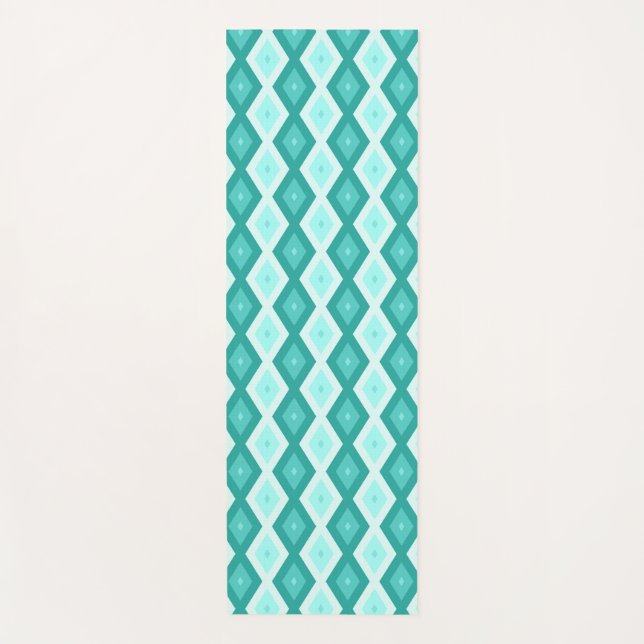 Turquoise diamond pattern yoga mat (Front)