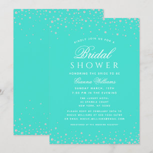 Turquoise Diamonds Modern Luxury Bridal Shower Invitation
