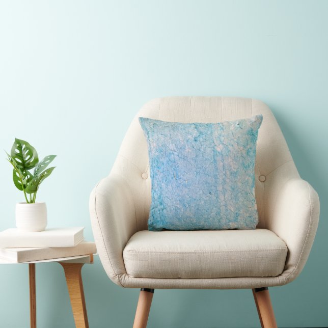 Turquoise Distressed Grungy Texture Throw Pillow (Chair)