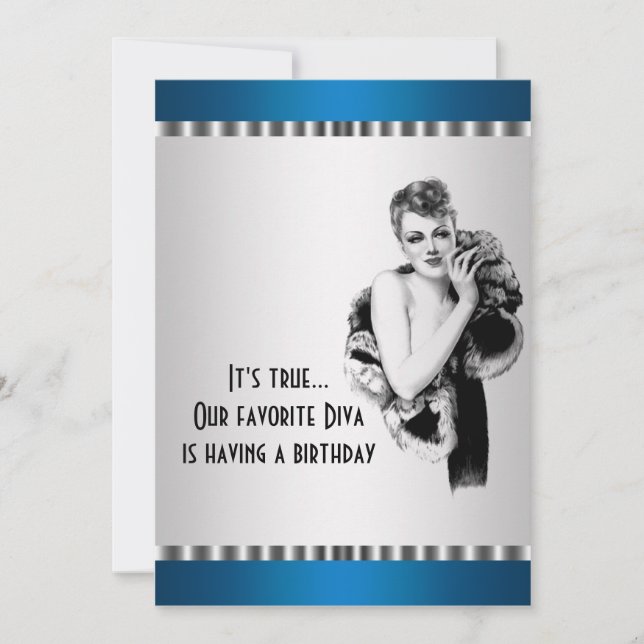 Turquoise Diva Anniversaire Fête Invitation (Devant)