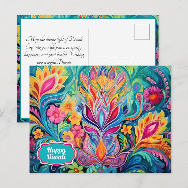 Turquoise  Diwali Dreamscape Postcard (Front/Back)
