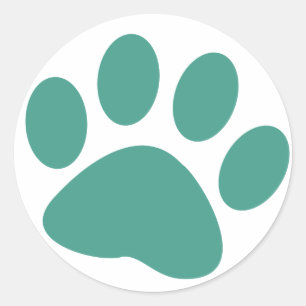 Turquoise Dog Animal Paw Print Classic Round Sticker