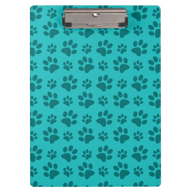 Turquoise dog paw print pattern clipboard (Front)