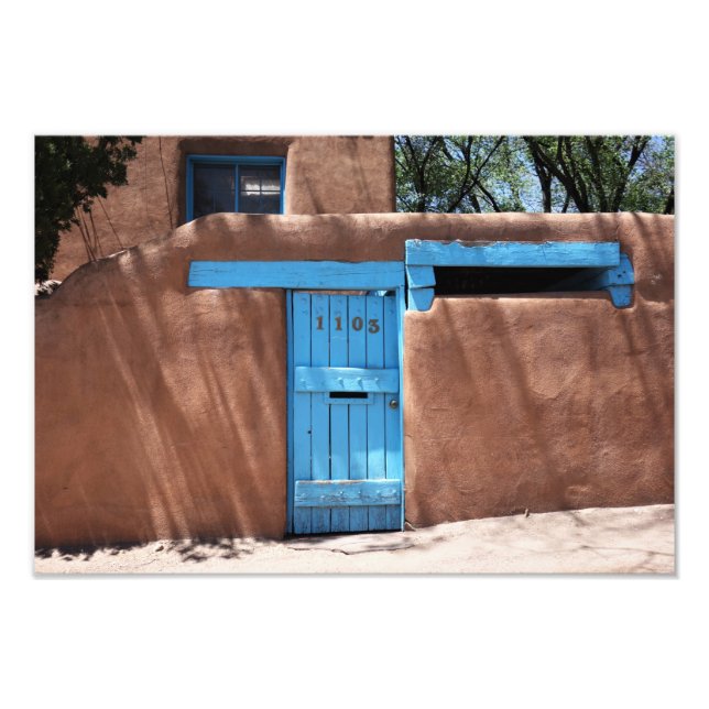 Turquoise Door Santa Fe New Mexico Photo Print (Front)