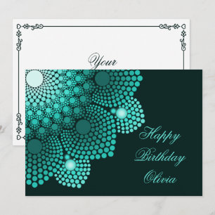 Turquoise Dot Mandala Happy Birthday Card