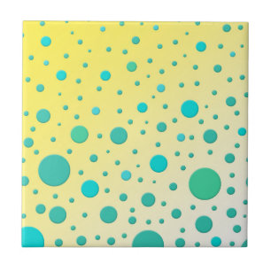 Turquoise Dots on Yellow Modern Design Tile