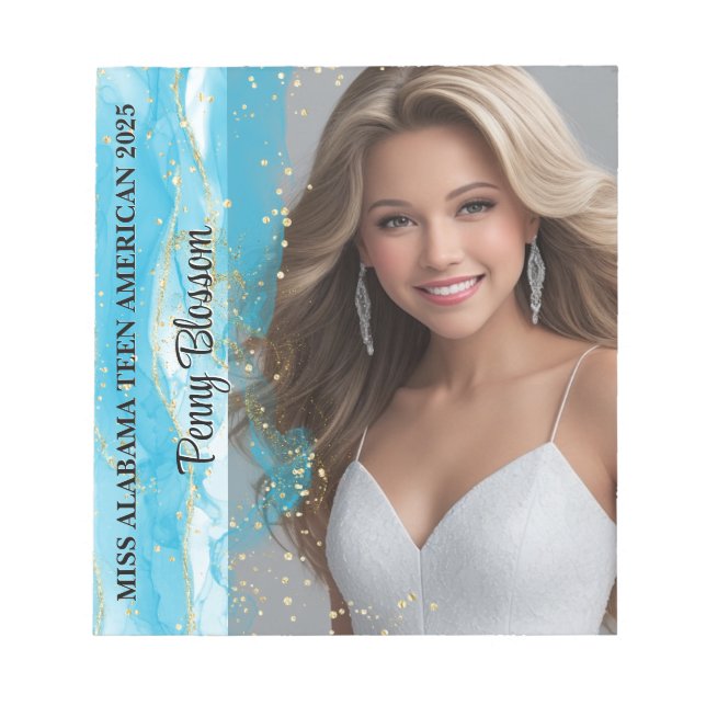 Turquoise Dream Pageant Autograph Pad Notepad (Front)