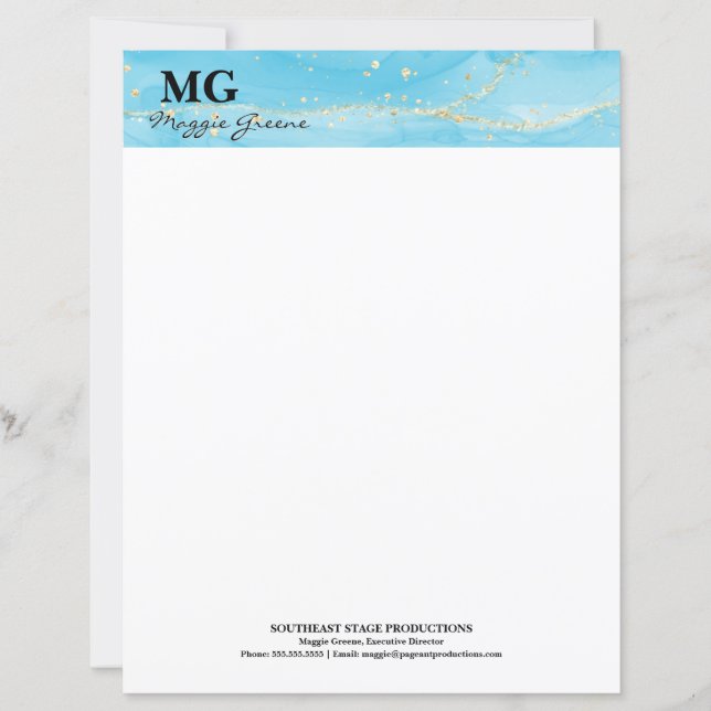 Turquoise Dreams Custom Stationery Paper (Front)