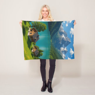 "Turquoise Dreams in the High Peaks" Fleece Blanket