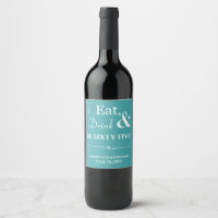 Turquoise Eat Drink Sixty Five Retro 65th Birthday