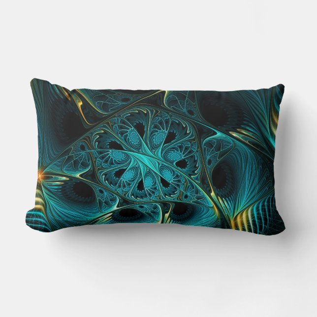 Turquoise Electric Lumbar Pillow (Front)