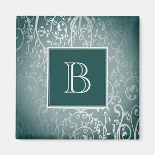 Turquoise Élégant aimant Monogramme
