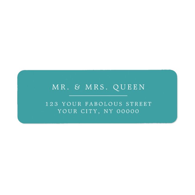 Turquoise Elegant Classic Simple Adresse de retour (Devant)