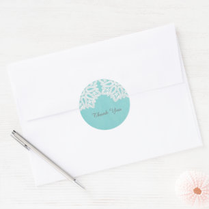 Turquoise Elegant Lace Thank You Stickers