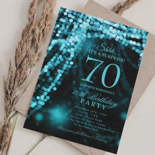 Turquoise   Elegant Surprise 70th Birthday Party  Invitation