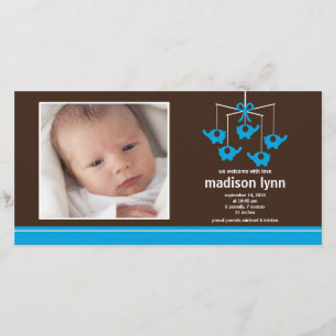 Turquoise Elephants Baby Girl Birth Annoucement Announcement