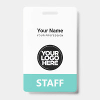 Turquoise Employee Name Business Logo Staff Tag