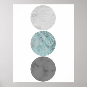 Turquoise et affiche de cercles de gris