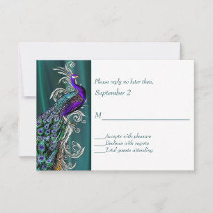 Turquoise et blanc avec carte RSVP de mariage Peac
