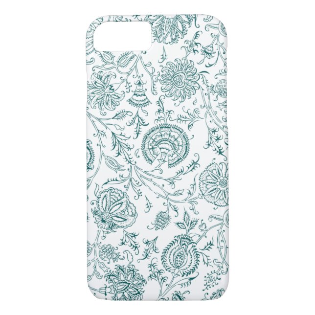 Turquoise et blanc Motif iPhone 7 Coque (Dos)