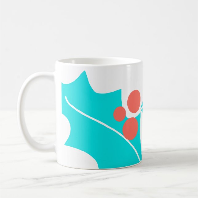 Turquoise et corail de Mug Holly Berry moderne (Gauche)