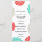 Turquoise et Coral Zinnia Programme de mariage des