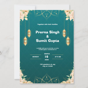 Turquoise et Faire-part de mariage d'or