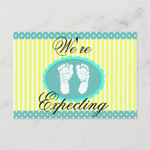 Turquoise et jaune "nous attendons" le faire-part