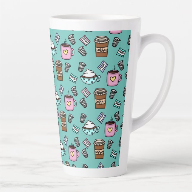 Turquoise et rose mignonne tasse de café (Droite)