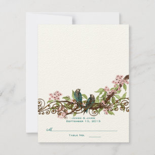 Turquoise et rose Vintage Oiseaux Mariage RSVP