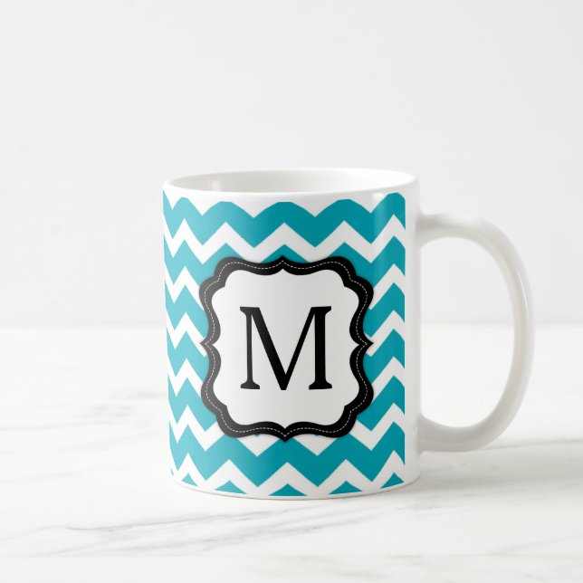 Turquoise et tasse de café noire de monogramme de (Droite)