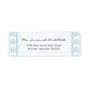 Turquoise Étiquette de adresse Paisley Damask